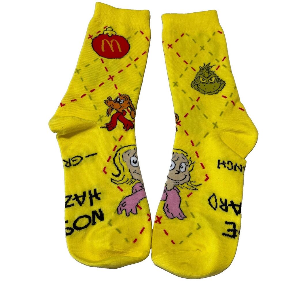 NEW Mcdonald's 2025 Grinch Socks Yellow Limited Edition